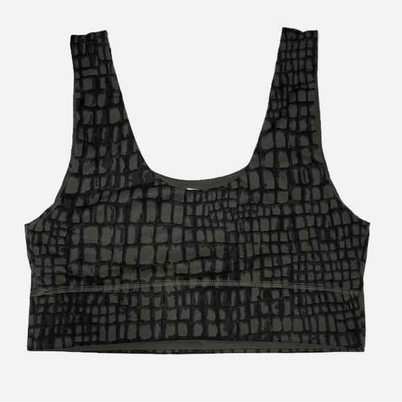 Fabletics Green Reptile Print Sports Bra Size Medium Workout Top - Picture 2 of 4